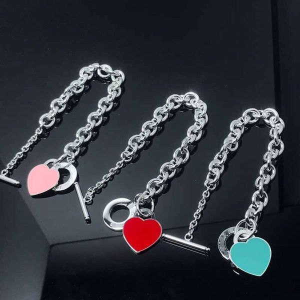 Hot Sell Birthday Christmas Bottle Box Bracciale Classic Bracciale Top Version High S Sterling Silver Ariale a forma di heart Ariale smalto Love Ot in stile