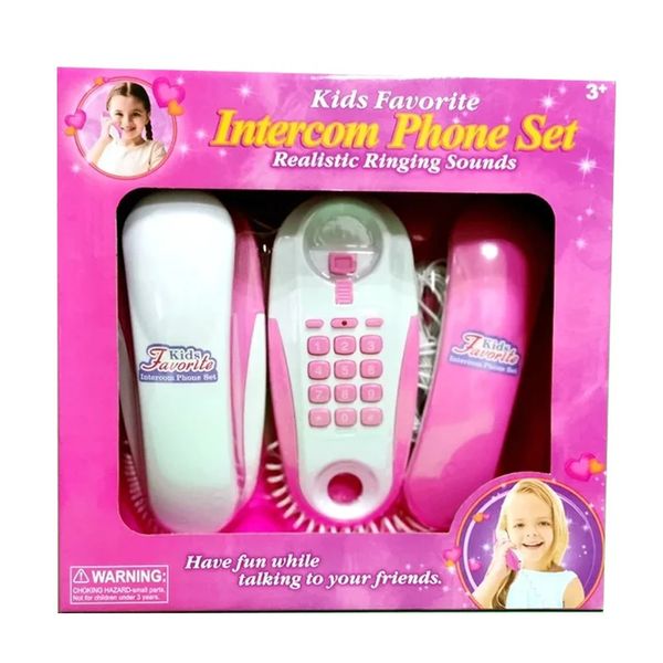 Acessórios para casa de bonecas, crianças, crianças, fingir brincar, interfone, conjunto de telefone, brinquedo interativo, 2 telefones, som de toque, conversar entre si 231201