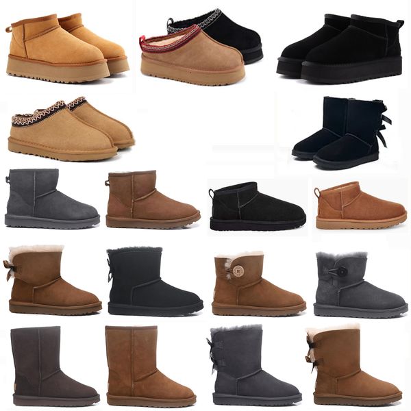 Neve ugGSboots Austrália designer tasman sapatos clássicos mini tazz chinelo ug castanha Mulheres booties''ugGLI''Platform ugGNess tênis pele de carneiro bota de inverno