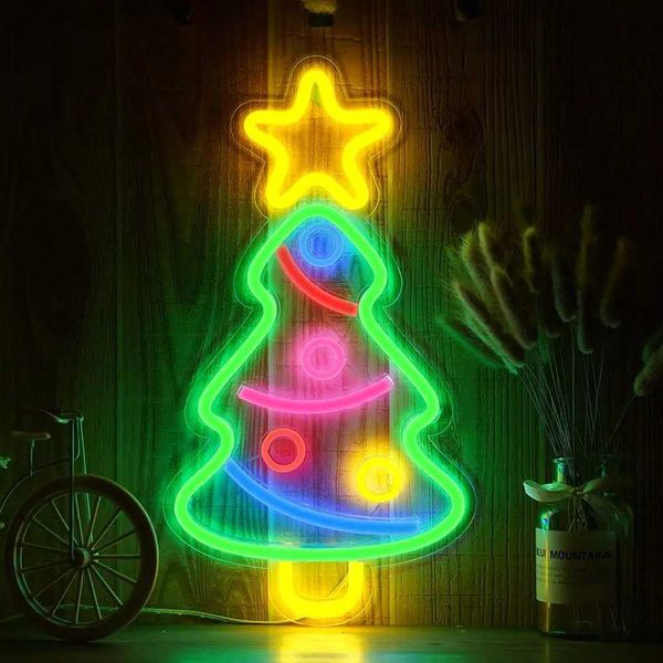 LED Neon Sign Árvore de Natal Rainbow Neon LED Rainbow Light Lamp para bar Decor Rainbow Decor Neon Lamp Decoração de parede Natal Neon Bulb Tube YQ231201