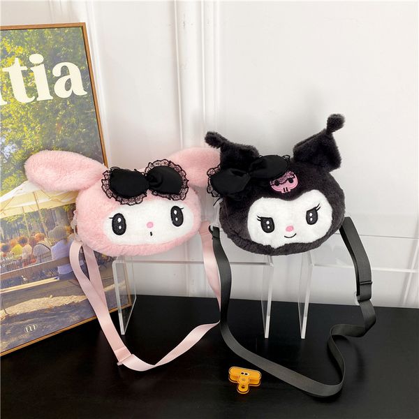 22cm novo desenho animado japonês Kuromi boneca diagonal bolsa de renda diabo melodia bolsa de ombro de pelúcia