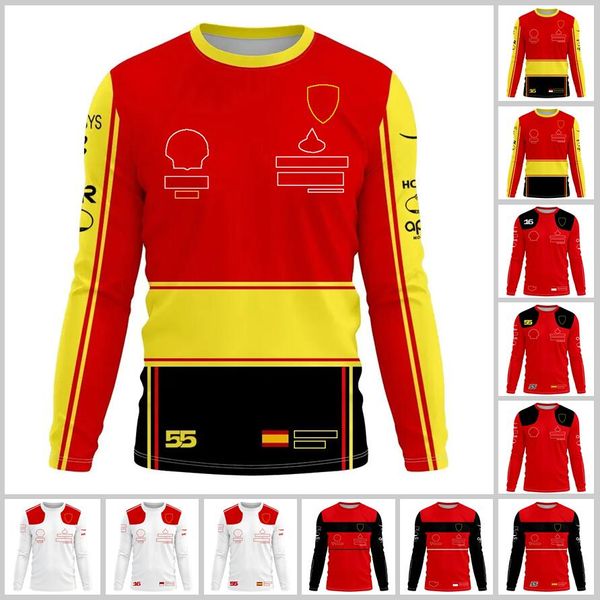2023 Fórmula 1 Team F1 Roupas de corrida para homens de manga longa Camiseta de seca rápida roupas personalizadas para a primavera e outono
