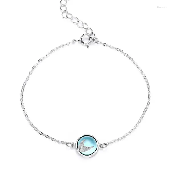 Pulseras de eslabones 925 Chapado en plata cristal sirena encanto pulsera brazalete para Mujer joyería para fiesta y boda Pulseras Mujer SL326