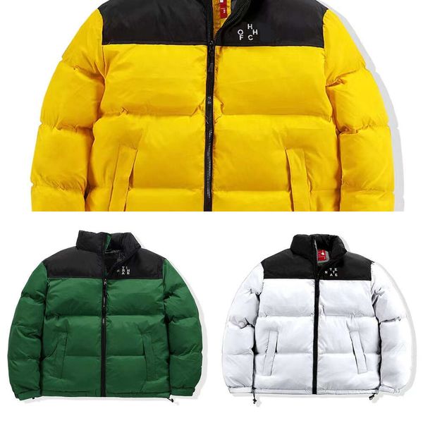 Artigo de moda. Nf puffer masculino jaqueta enfrentada casacos topos outwear bordado gola solta zíper grosso moda jaquetas de inverno outerwear