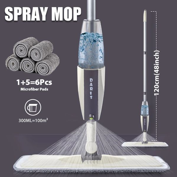 Mops Spray Mop Besen Set Magic Flat für Boden Home Reinigungswerkzeug Besen Haushalt mit wiederverwendbaren Mikrofaserpads rotierend 231130