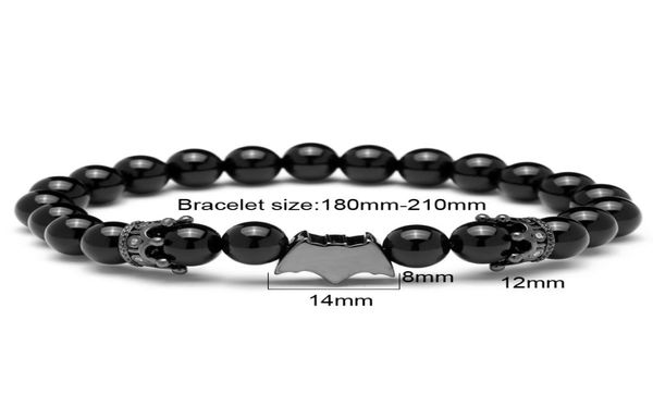 Moda Mcllroy Bracciale con perline da uomo Bracciali in pietra naturale nera Super Hero Bracciale con ciondolo Halloween Pulseira masculina Christmas1013886