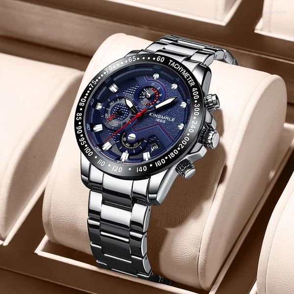 Produttore di orologi da polso Arrivo orologio di lusso Moda fasi lunari Orologi da uomo resistenti all'acqua Orologio da polso con scatola in acciaio inossidabile Cina