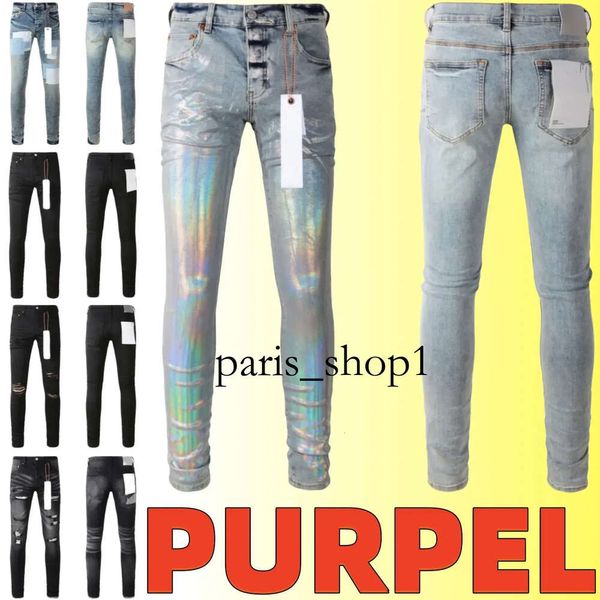 Lila Jeans Designer Jeans Herren Chromes Jeans Herren Knie Skinny Straight Größe 28-40 Motorrad Trendy Long Amri Straight Hole High Street 849