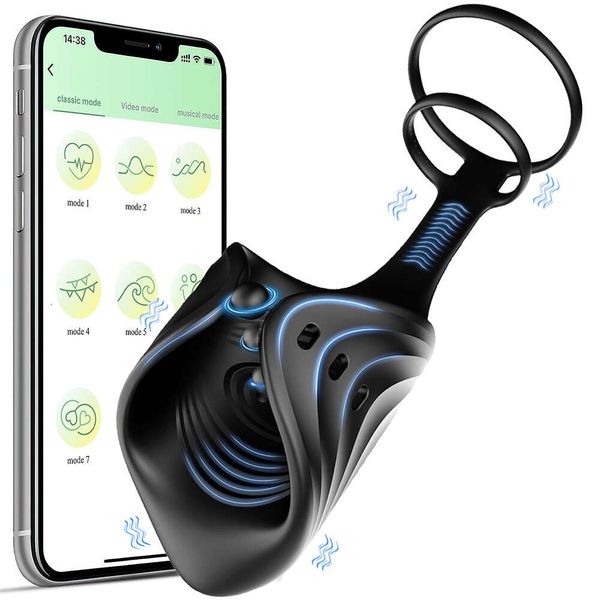 Sexspielzeug-Massagegerät, App, männliches Penistraining, Vibrator-Spielzeug für Männer mit 10 Vibrationsmodi, Penisring-Stimulator, Spielzeug für Erwachsene