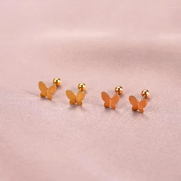 Ohrstecker MIQIAO Echt 18K Gold Schraube Für Frauen Reine Feste Au750 Einfache Schmetterling Entwickeln Edlen Schmuck Geschenk EA034