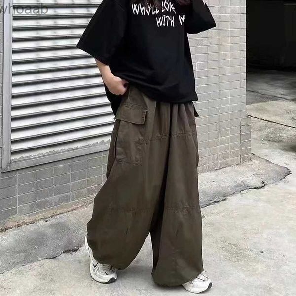 Calças masculinas vintage baggy cargo calças homens pára-quedas calças de perna larga oversize retro solto casual japonês streetwear hip hop yq231201
