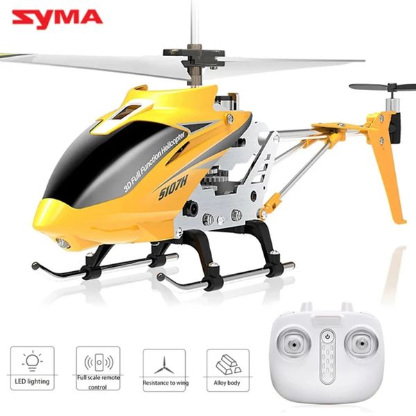 Электрический/RC самолет Оригинальный SYMA S107H RC Вертолет Вертолет с дистанционным управлением Автоматическая гироскопическая стабилизация со светодиодной подсветкой Мини RC Игрушка для детей 231130