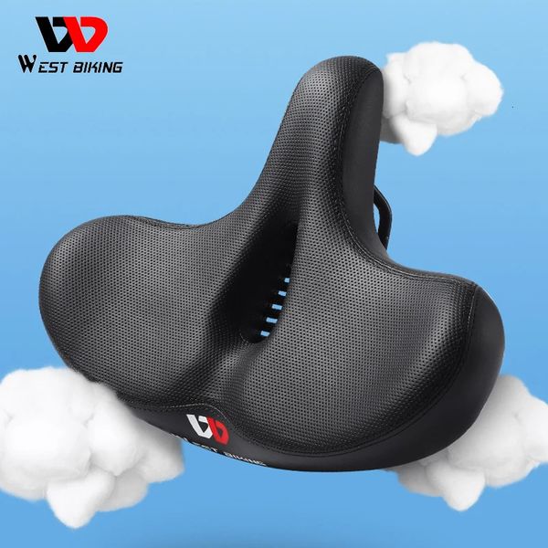 Gruppi bici WESTBIKING Sella per bicicletta Memory Sponge Sedile ergonomico widebody Morbido e traspirante Cuscino da ciclismo Sella MTB da strada Accessori bici 231130