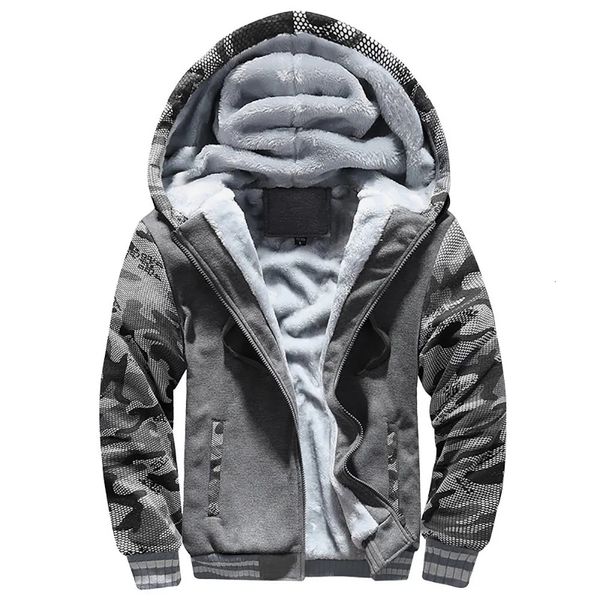 Jaquetas masculinas engrossar jaqueta forro de lã inverno quente casacos com capuz à prova de vento zip completo para baixo casual outwear roupas esportivas 231201