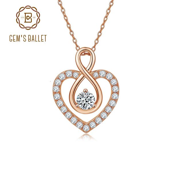 Чокеры GEM'S BALLET 05 Ct 5 мм Ожерелье с подвеской в виде сердца с бесконечной петлей из стерлингового серебра 925 пробы Подарок для нее 231130