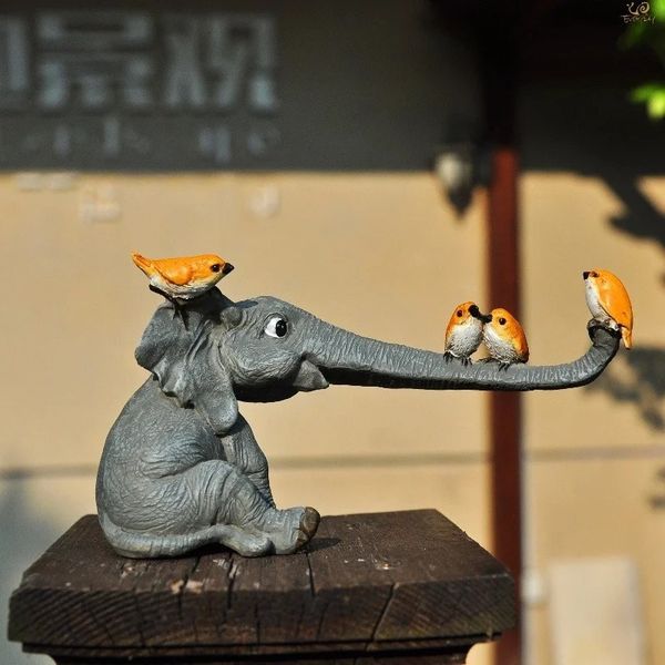 Oggetti decorativi Figurine Collezione quotidiana Figurine di elefanti fortunati Giardino fatato Ornamenti di animali Decorazioni per la casa Decorazione da tavolo Artigianato souvenir 231201