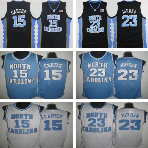 Maglia da basket 15 Vince Carter UNC North Carolina Blu Bianco Ed NCAA College Maglie da basket Ricamo Pantaloncini