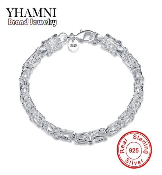 YHAMNI Luxo Original 925 Pulseira de Prata Esterlina Curb Chain Moda Homens Mulheres Pulseira Com S925 Selo Jóias de Prata Esterlina 7813132