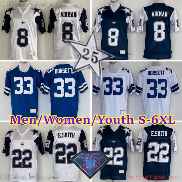 Personalizado Retrocesso Futebol 22 Emmitt Smith Jersey Vintage 1985 Stitch 8 Troy Aikman 88 Michael Irvin 73 Larry Allen 12 Roger Staubach 21 Deion Sanders 72 Ed Jones