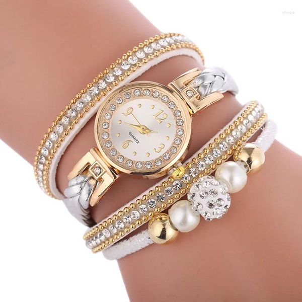 Orologi da polso Orologi d'oro di lusso per le donne Abito di perle Bracciale casual creativo Orologio da polso Orologio Relogio Feminino Regalo