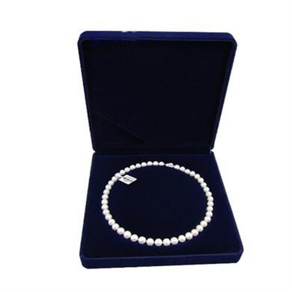 19 x 19 x 4 cm Samt-Schmuckkästchen, lange Perlenketten-Schatulle, Geschenkbox, runde Form innen, mehr Farbe zur Auswahl, blau262n