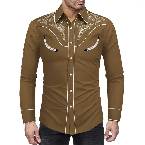 Männer Casual Hemden Western Hemd Vintage Langarm Blusen Ethnische Taste Baumwolle Komfort Atmungsaktive Natürliche Camisas De Hombre