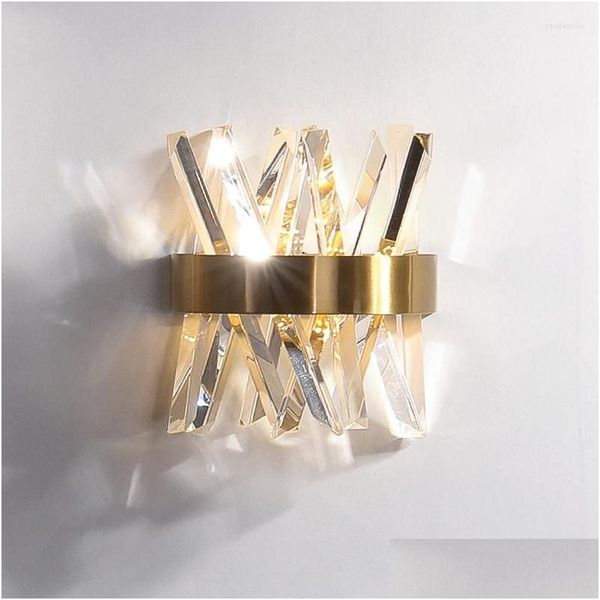 Lâmpada de parede moderna cristal led interior design de luxo montado para sala de estar quarto ao lado da arte iluminação para casa wa087 drop delivery jardim otefy