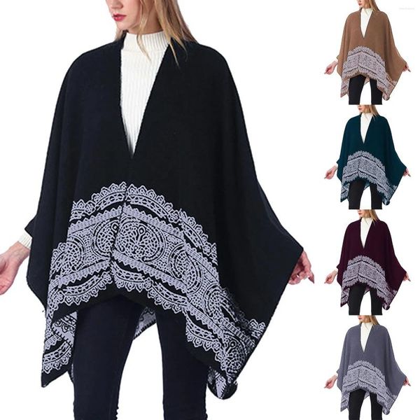 Schals Damen Reise Plaid Schal Wraps Vorne Offen Poncho Cape Warme Übergroße Pullover Lässige Strickjacke Schals Für Herbst Winter