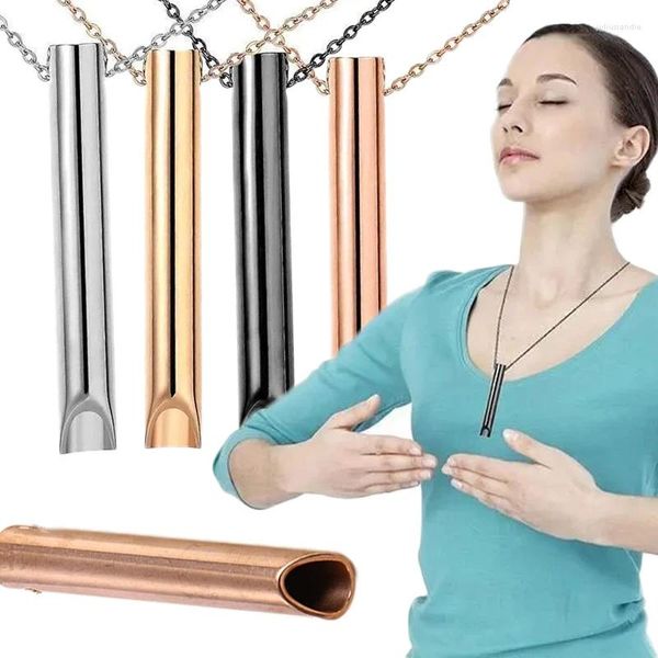 Anhänger Halsketten Unisex Edelstahl Angst Atmen Halskette Für Frauen Yoga Ritual Weibliche Schmuck Geschenke