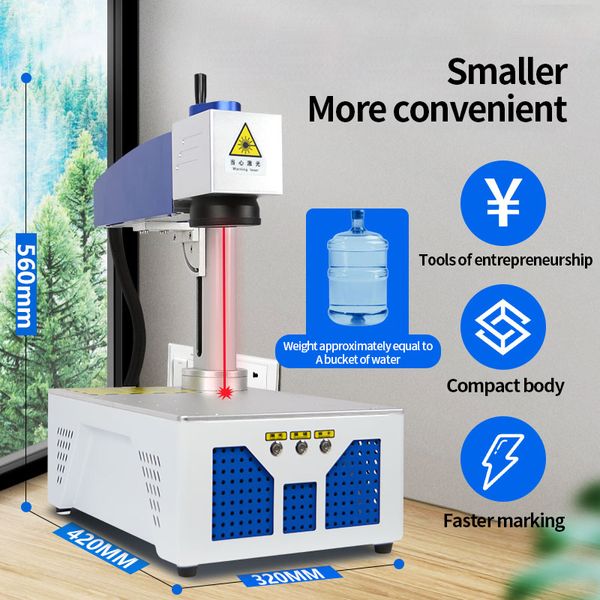 LY Mini macchina per marcatura laser a fibra da tavolo aggiornamento Asse di rotazione Asse rullo di rotolamento 20W 30W 50W Macchina per incisione su metallo per plastica PVC inossidabile