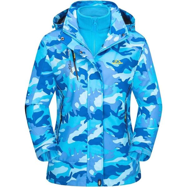 Casaco feminino jaqueta de inverno 3 em 1 jaqueta de esqui impermeável e à prova de vento jaqueta de inverno de lã parka casaco de neve 75TL6