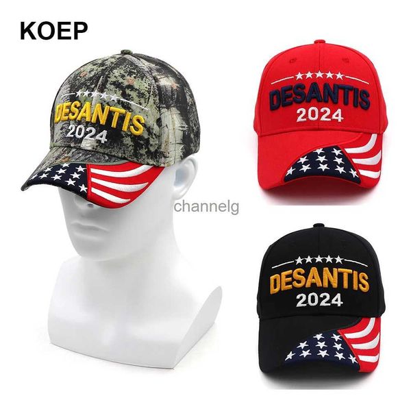 Ball Caps Yeni DeSantis 2024 Cap USA Flag Bahsinde Kaplar Snapback Başkan Hat 3D Nakış Damlası Nakliye YQ231201