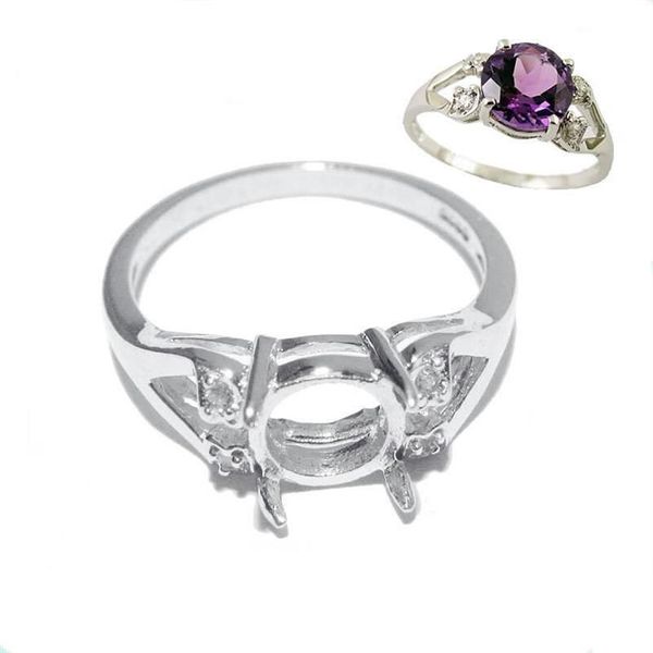 Anéis de cluster Beadsnice Sterling Silver 925 Jóias Finas Acessórios Redondos DIY Semi Mount Gem Ring Setting Diamond Wedding2461