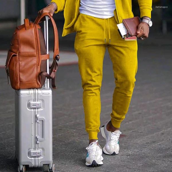 Männer Hosen Männlichen Casual Mitte Elastische Taille Lange Hose Sport Männer Kleidung Mode Schlanke Hosen Ankunft 2024 Grafik Tasche streetwear