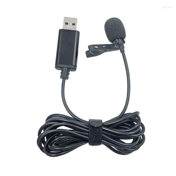 Microfones USB Mini Microfone Lapela Lavalier Clip-on Mic Buttonhole Gravação para Smart Phone QXNF