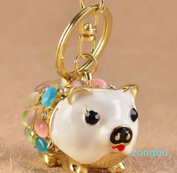 Chaveiros vendendo diy chaveiro animal porco chaveiros strass metal chaveiro elegante saco pingente esmalte llaveros 3d mini jóias