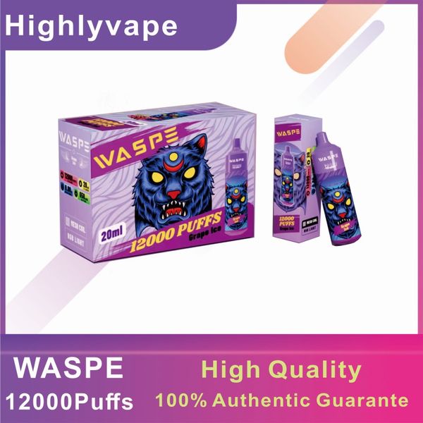 França Itália Espanha Hungria atacadista waspe puff vape 12000 puffs vapor kit 10K 12K puff RGB light running personalizado ecig pod pen descartável vape