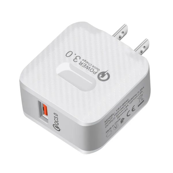 Adattatore di alimentazione per caricabatterie da muro 18W QC Quick Charge EU 5V 3A per iPhone 7 8 12 13 14 Samsung Htc lg Android Phone PC MP3 ZZ