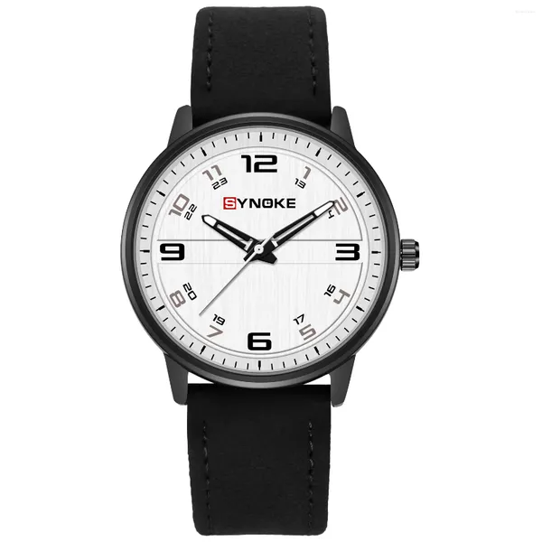 Наручные часы мужские часы роскошный корпус из сплава кварцевые наручные часы мужские деловые повседневные кожаные часы бренд SYNOKE
