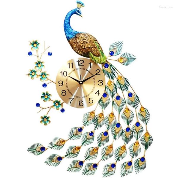 Relógios de parede Peacock Relógio Non Ticking Silent Art Decor Decoração Flores