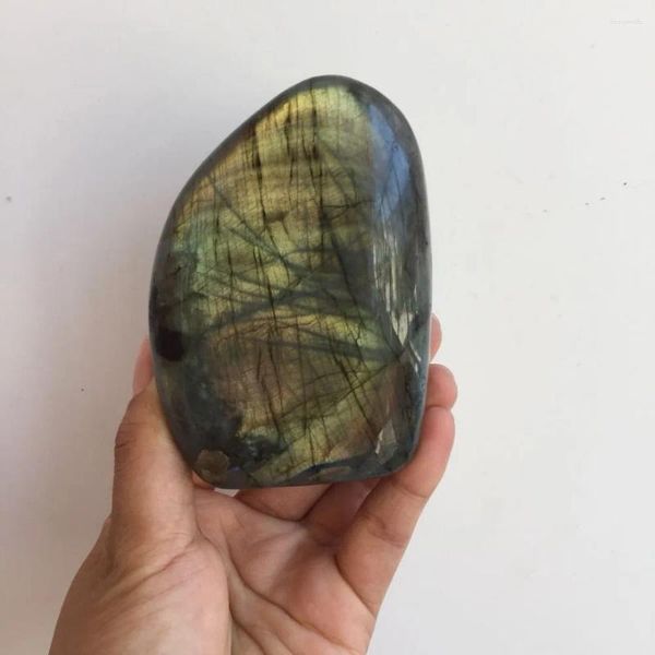 Estatuetas decorativas pedra energética natural flash pesado labradorite cristal reiki cura pedra preciosa espécime como exibição madagascar