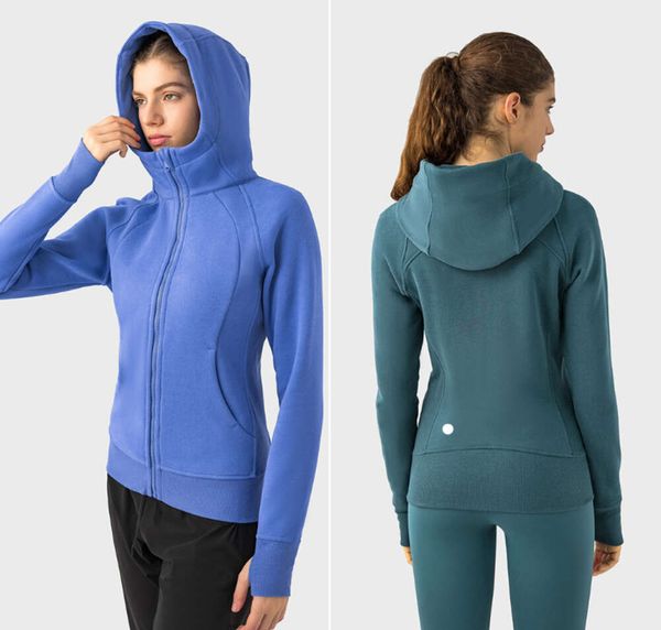 LL-DJ028 Marka Kadın Egzersiz Fitness Giyim yoga Kıyafet Hoodies Sports giyim dış ceketleri Açık Giyim Giyim Güzbeli Yetişkin Çalışan Uzun Kollu Kapüşonlu Yüksek Kalite