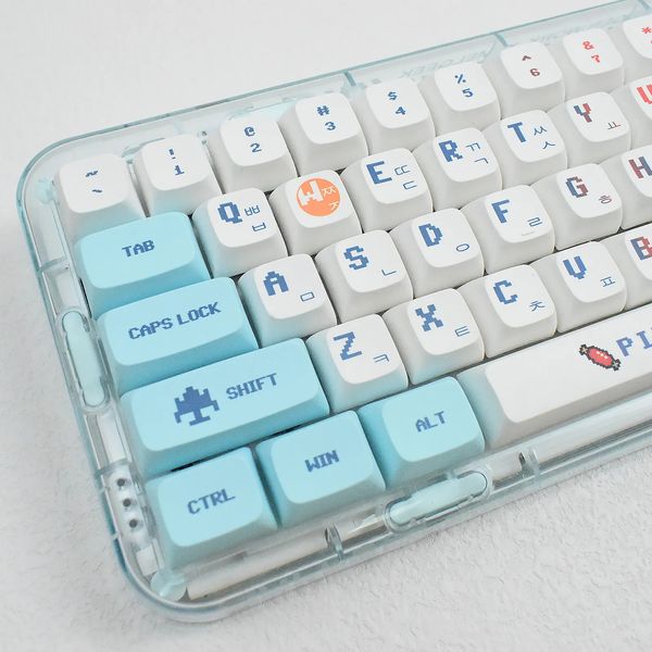 Клавиатуры 124 клавиши Pixel Wars Pink Keycap Симпатичные колпачки для клавиш XDA-профиль PBT Колпачки для сублимационной краски для MX Switch Механические колпачки для клавиш 231130