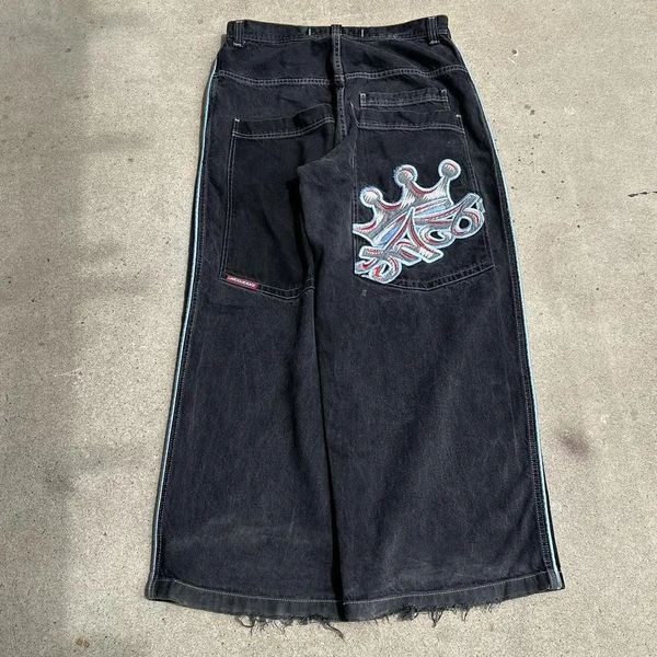 Männer Jeans Y2K JNCO Streetwear männer Hip Hop Retro Grafik Baggy Denim Hosen Harajuku Gothic Hohe Taille Breite Hosen 231201