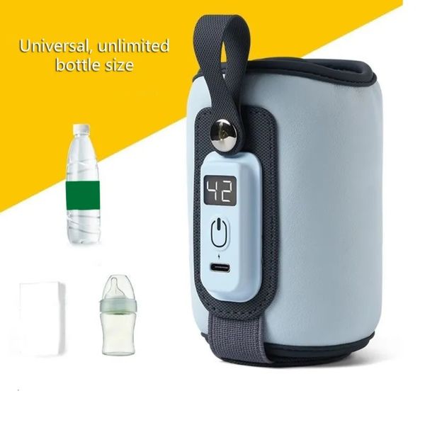 Aquecedores de mamadeiras esterilizadores # USB Aquecedor de mamadeiras Aquecedor de leite Infantil Garrafa de alimentação aquecida portátil tampa de viagem termostato de isolamento para casa 231201