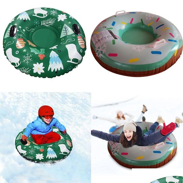 Sledding Sledding Inflável Ski Ring Círculo de Inverno com Alça Flutuou Sled Ing Board Pvc Outdoor Snow Tube Toy Acessórios 221114 Dr Dhom0