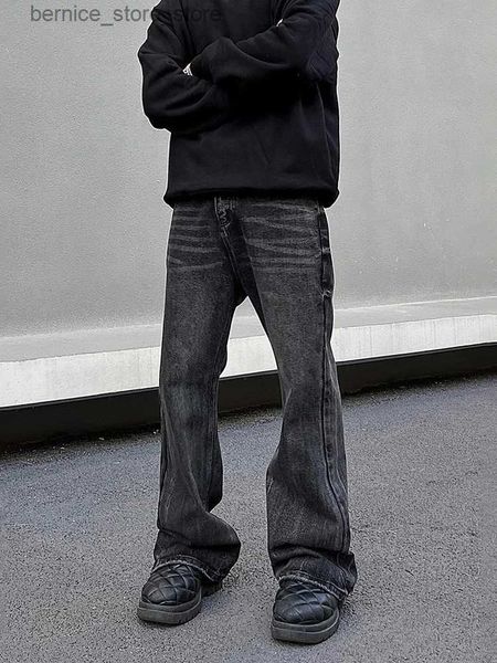 Calças masculinas largas perna jeans homens preto solto perna reta calças largas verão casual streetwear vintage outono high street y2k denim calças q231201