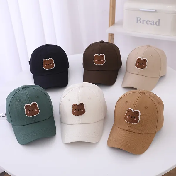 Бейсбольные кепки, летняя бейсболка для детей, милая шляпа с вышивкой медведя из мультфильма Snapback, хлопковые солнцезащитные шапки для мальчиков и девочек