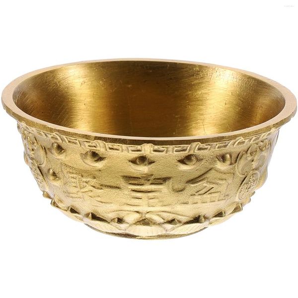 Tigelas recipiente de água tesouro tigela escritório ouro decoração para casa meditação som latão delicado cornucópia decoração