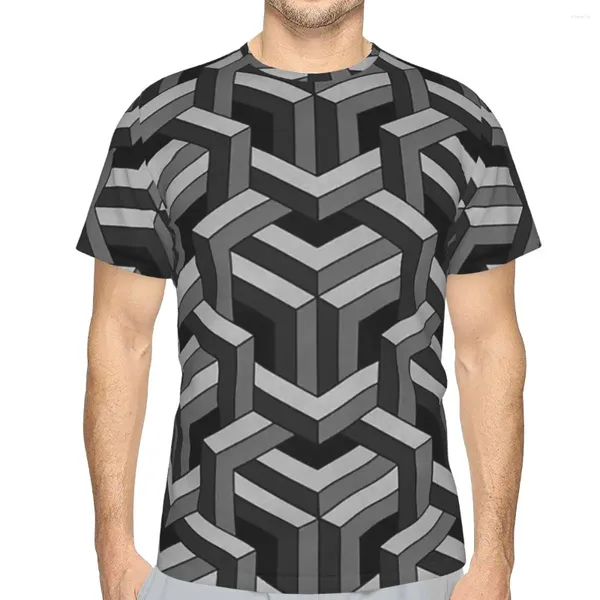 Magliette da uomo Equazione matematica mancante M C Escher Modello Magliette in poliestere 3D Tridimensionale Stile maschile Top Camicia sottile Girocollo